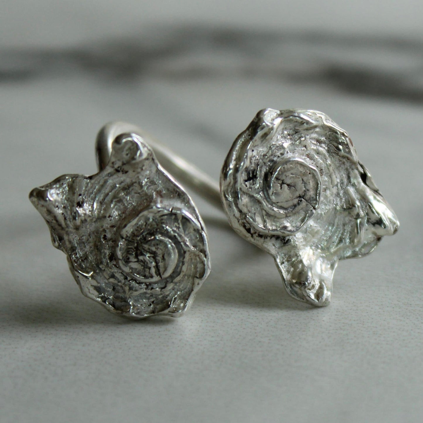 Adjustable Shell Ring – Recycled Sterling Silver, Cast from Real Shells