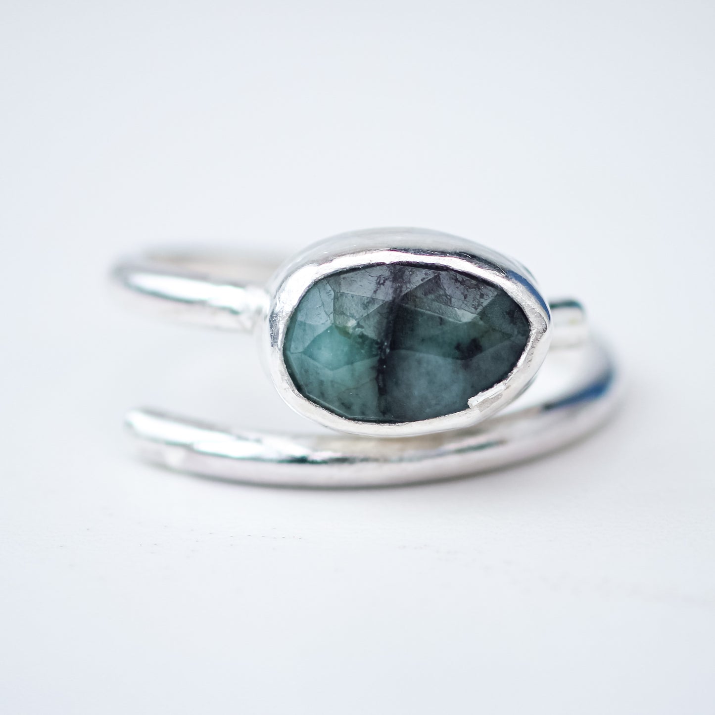 Natural, Rose Cut Emerald Adjustable Ring