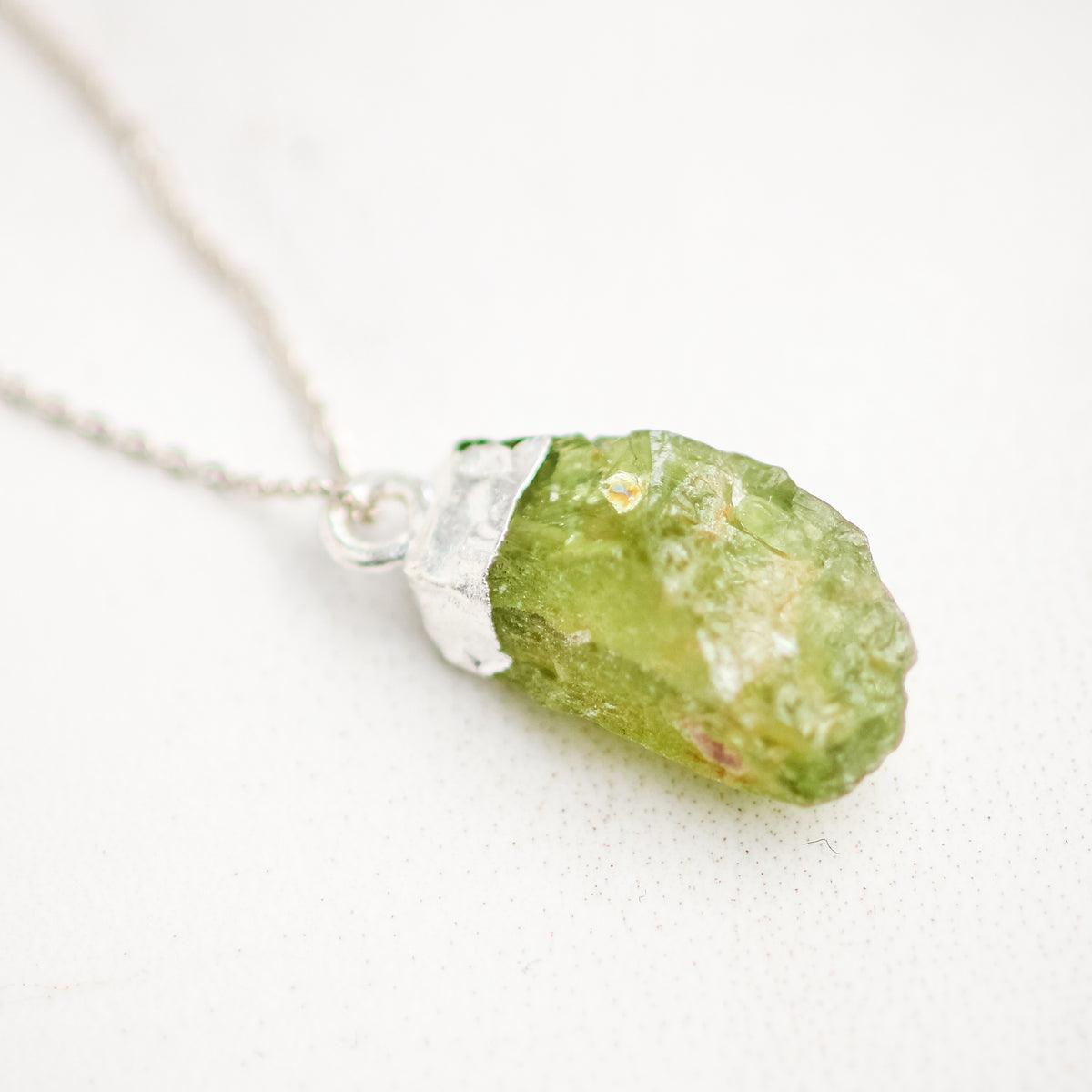 Raw Peridot Crystal Necklace
