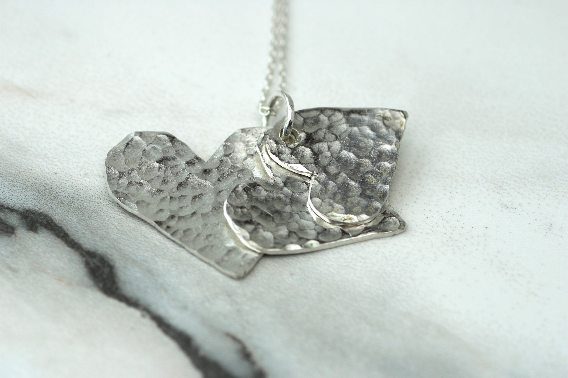 Personalised Family Necklace – Eco Silver Linked Hearts Louella Jewellery