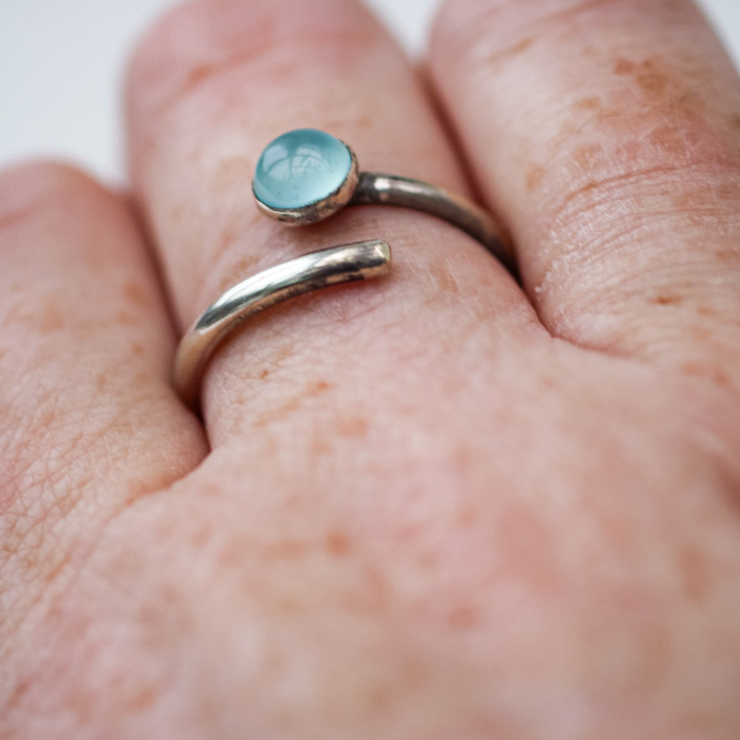 Adjustable Chalcedony Silver Ring