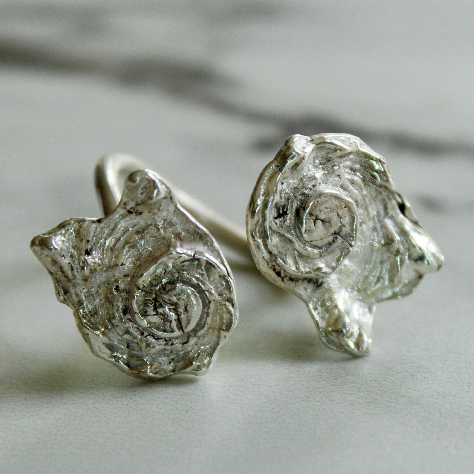 Adjustable Shell Ring – Recycled Sterling Silver, Cast from Real Shells Louella Jewellery