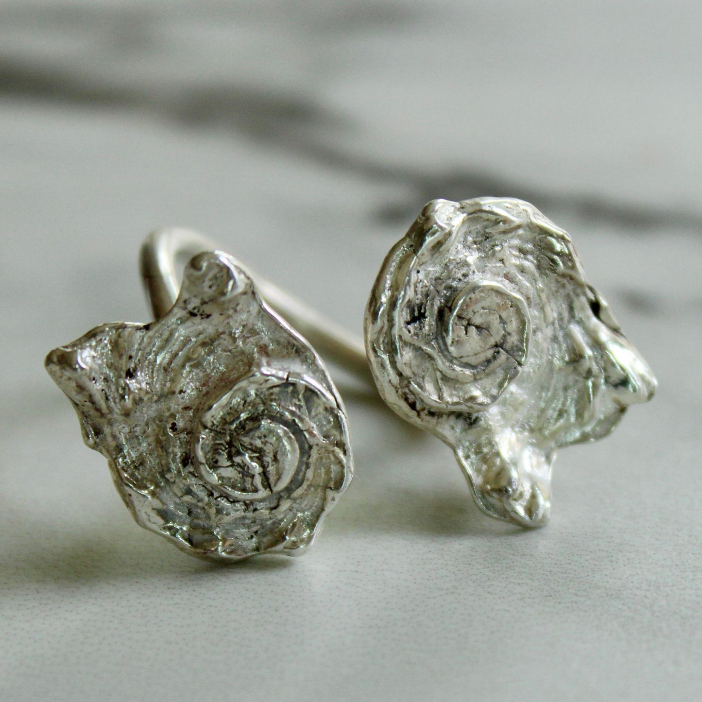 Adjustable Shell Ring – Recycled Sterling Silver, Cast from Real Shells
