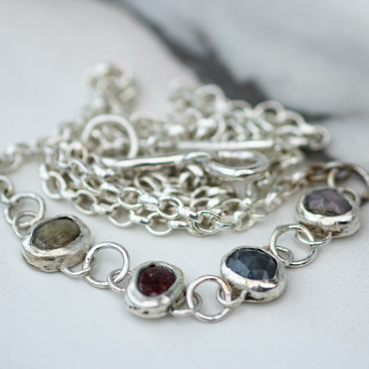 Rose Cut Tourmaline Necklace – Lilac, Pink, Blue & Bronze Green