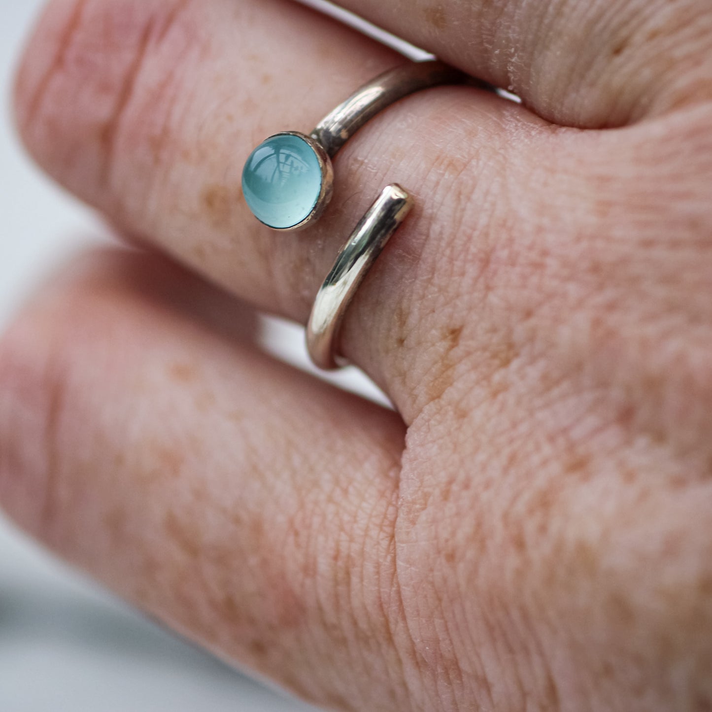 Adjustable Chalcedony Silver Ring
