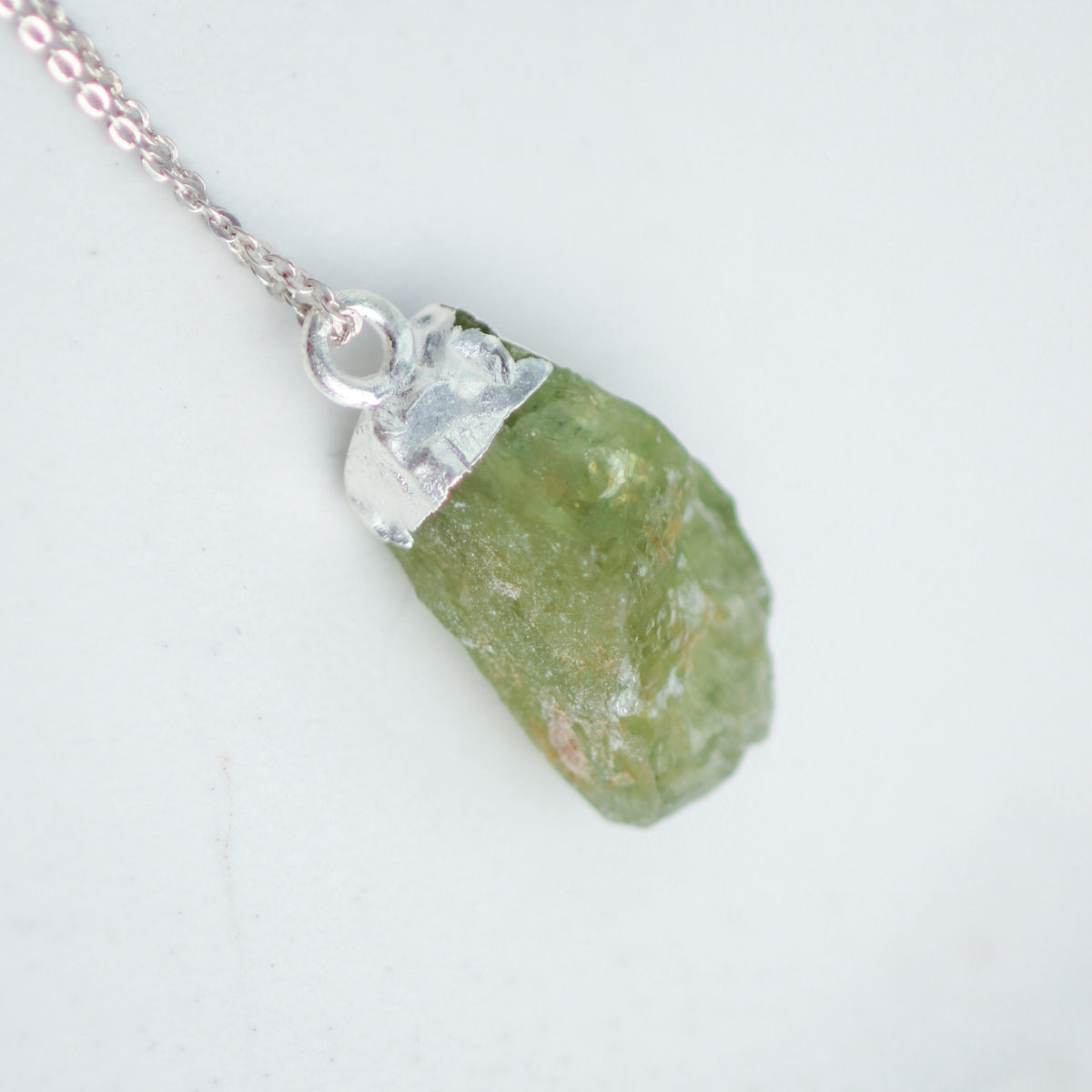 Raw Peridot Crystal Necklace