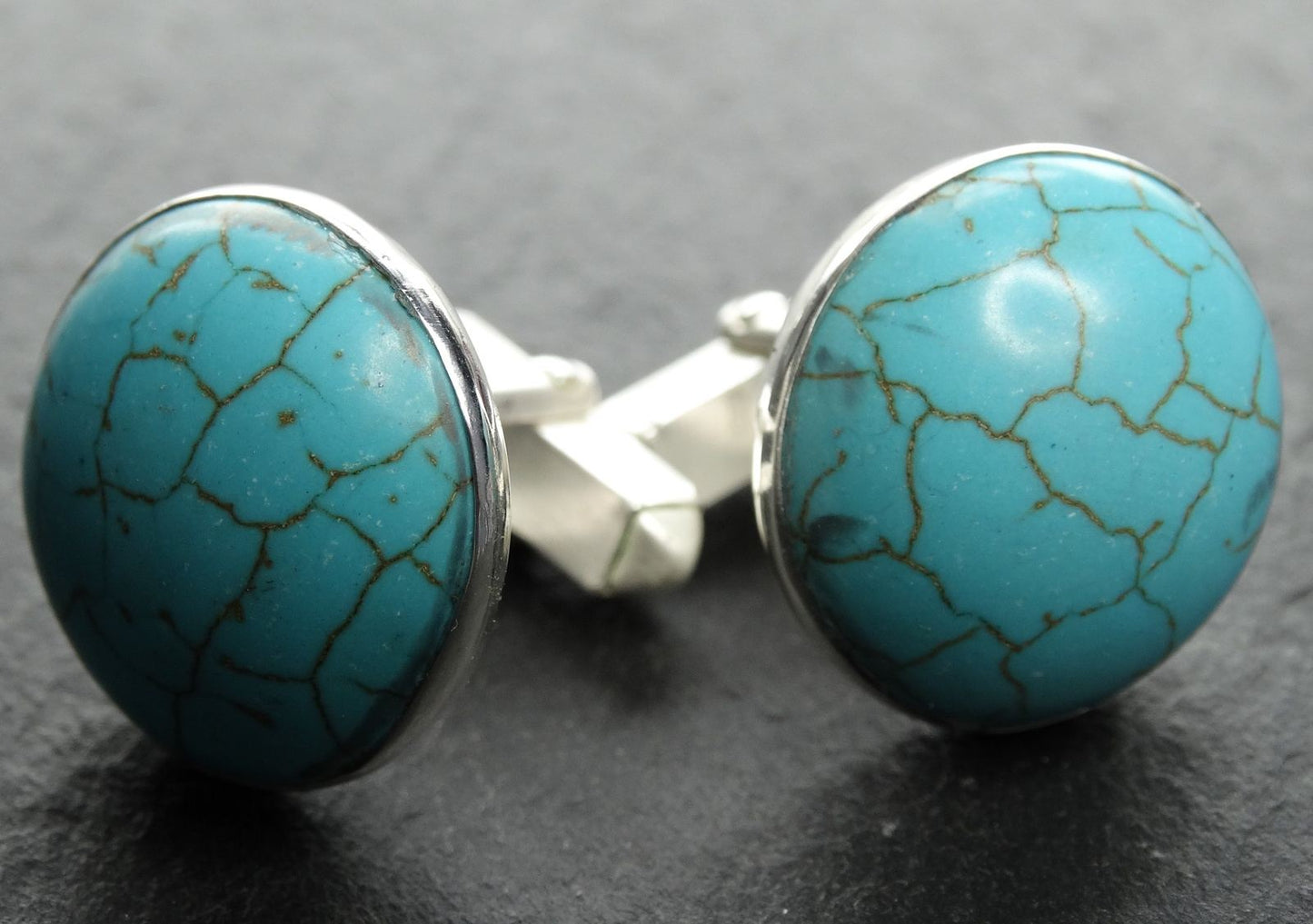 Turquoise, howlite gemstone cufflinks louella-jewellery