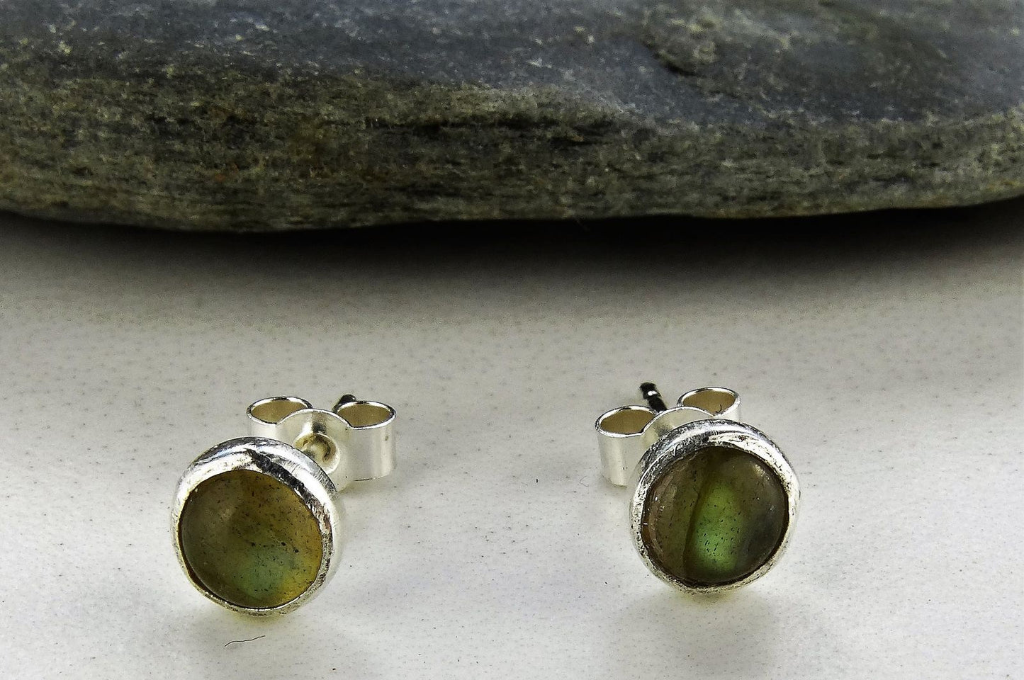 Labradorite rainbow stud earrings louella-jewellery