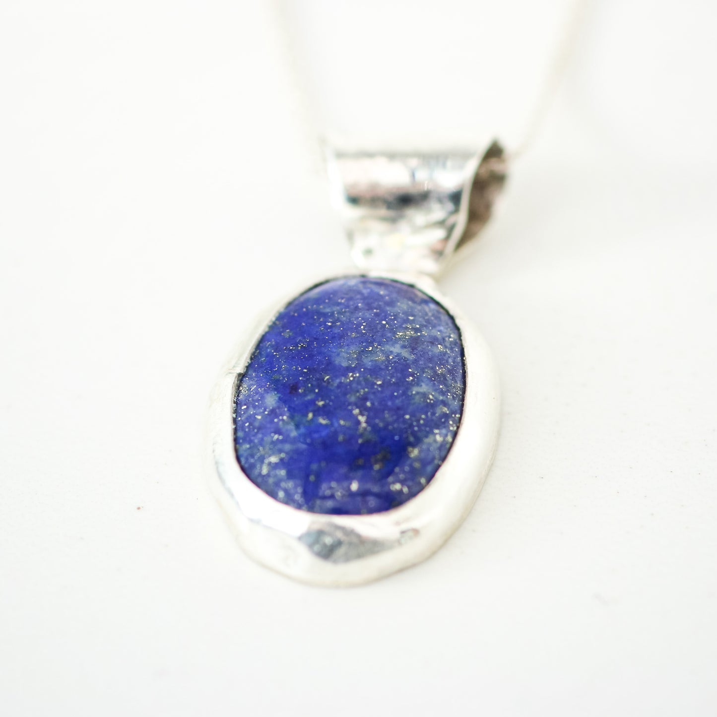Oval Lapis Lazuli Pendant in Sterling Silver