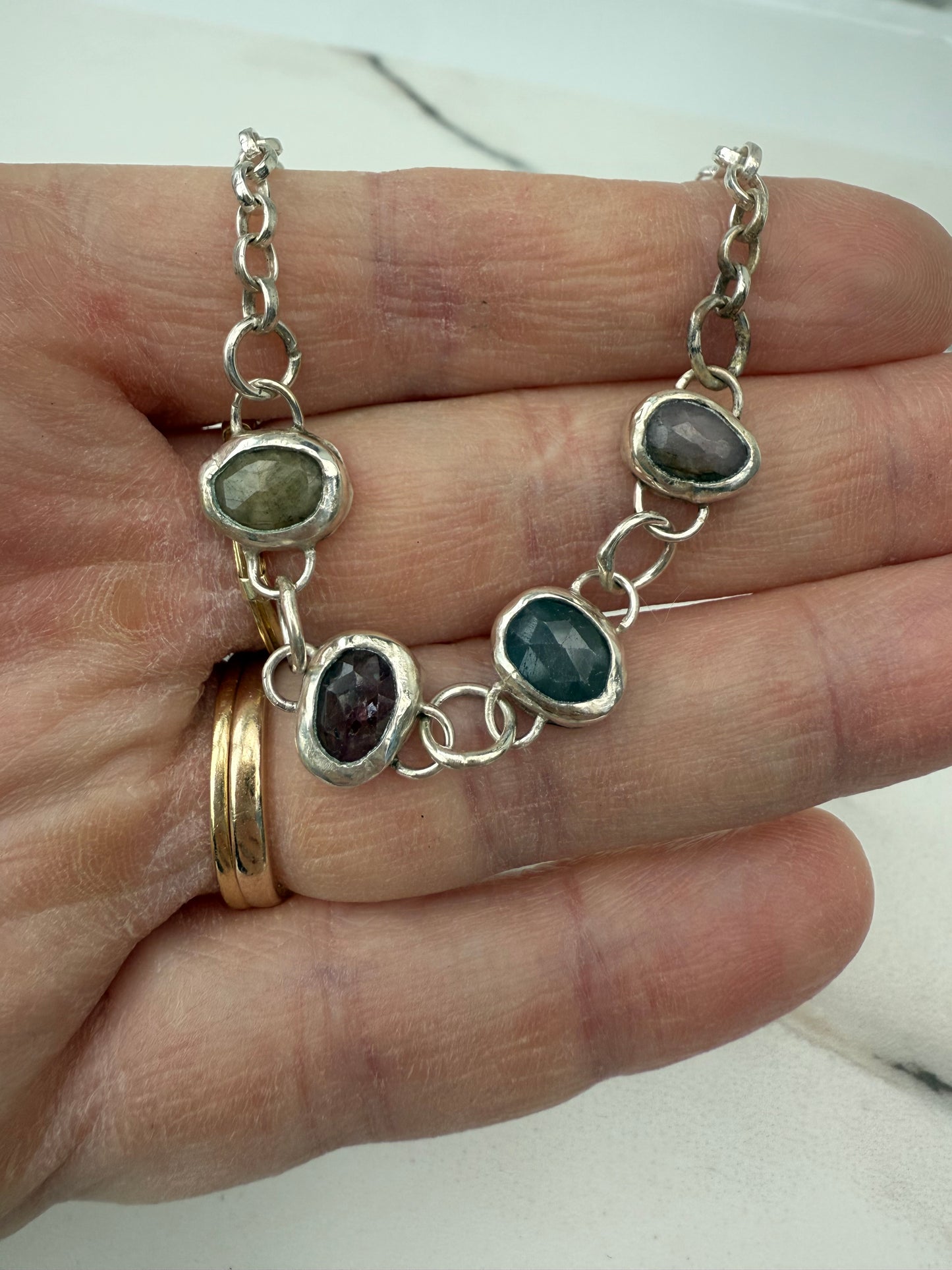 Rose Cut Tourmaline Necklace – Lilac, Pink, Blue & Bronze Green