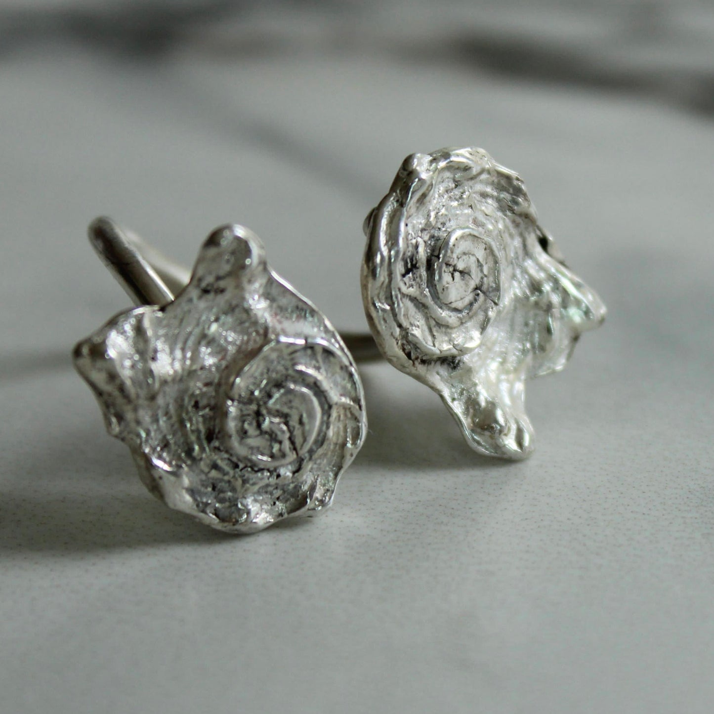 Adjustable Shell Ring – Recycled Sterling Silver, Cast from Real Shells