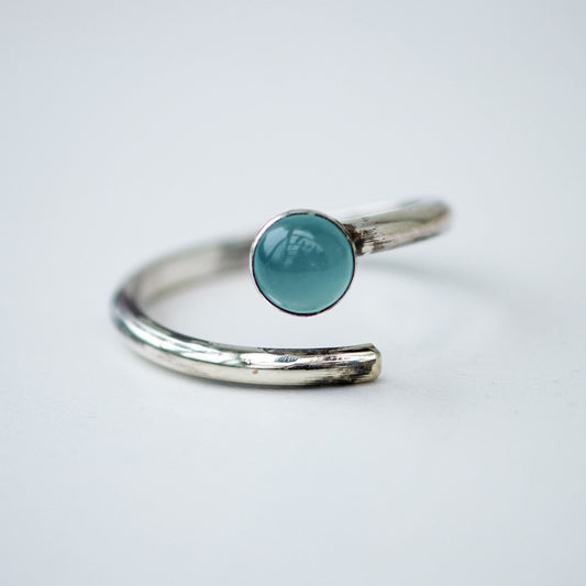 Adjustable Chalcedony Silver Ring