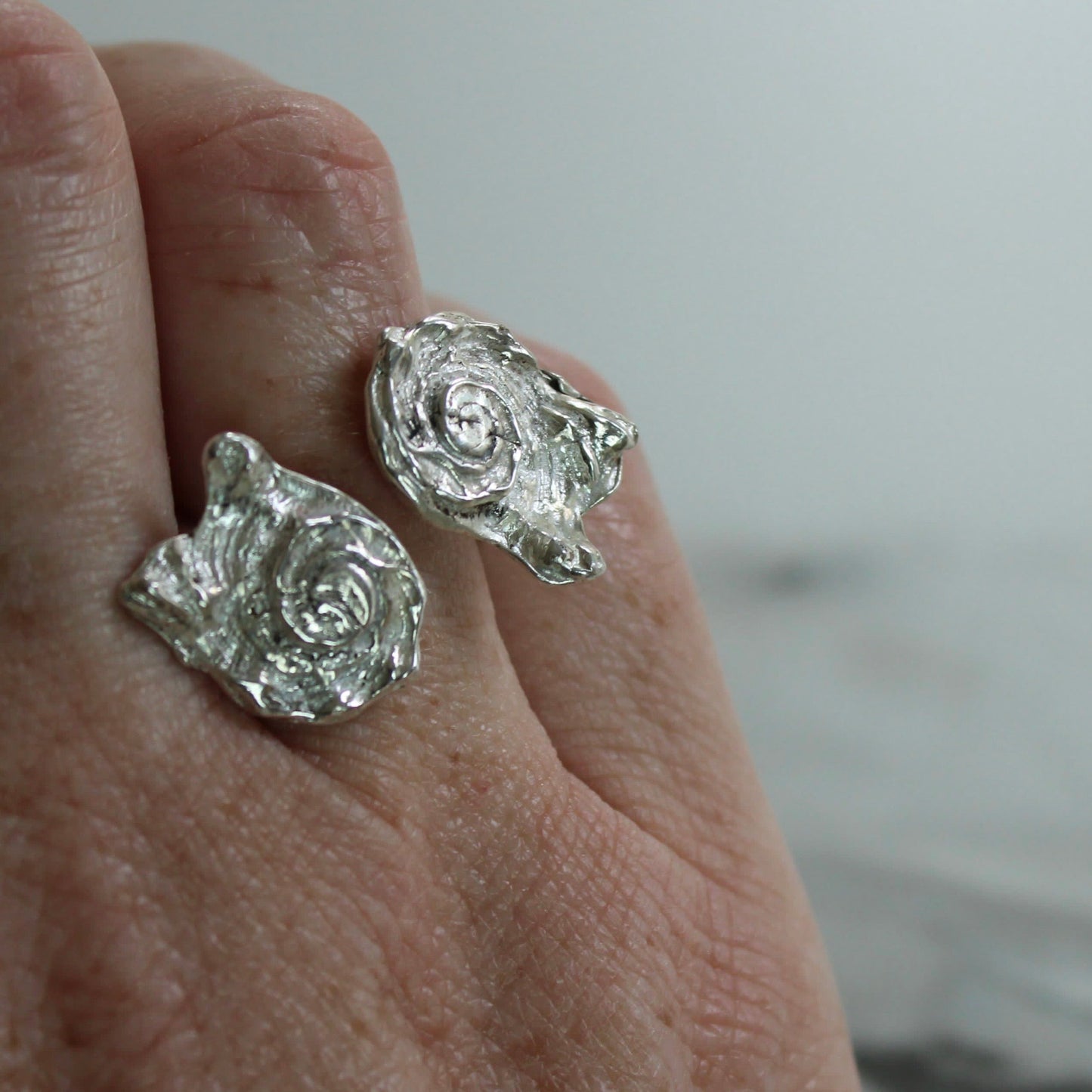 Adjustable Shell Ring – Recycled Sterling Silver, Cast from Real Shells Louella Jewellery