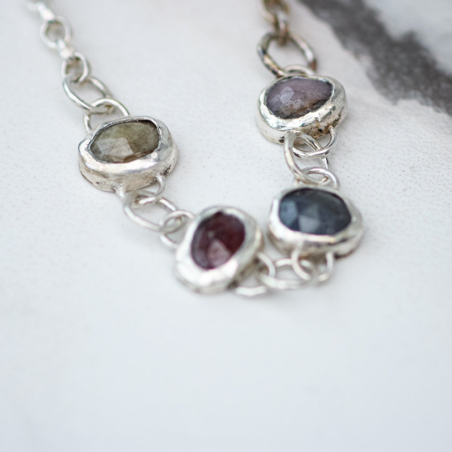 Rose Cut Tourmaline Necklace – Lilac, Pink, Blue & Bronze Green