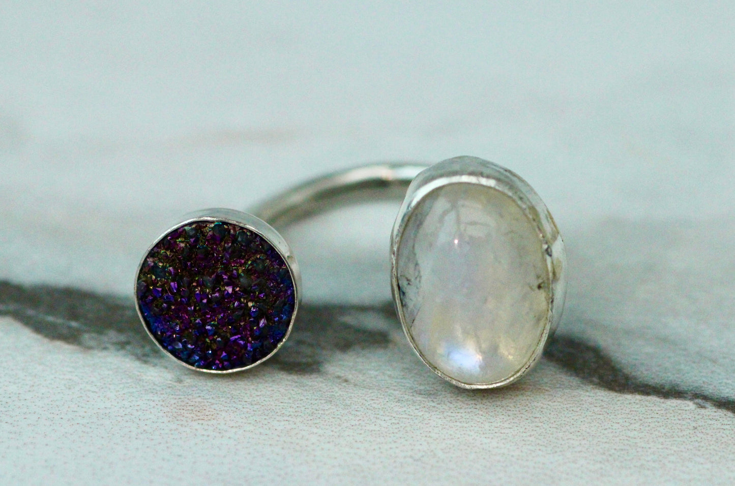 Druzy & Rainbow Moonstone Louella Jewellery