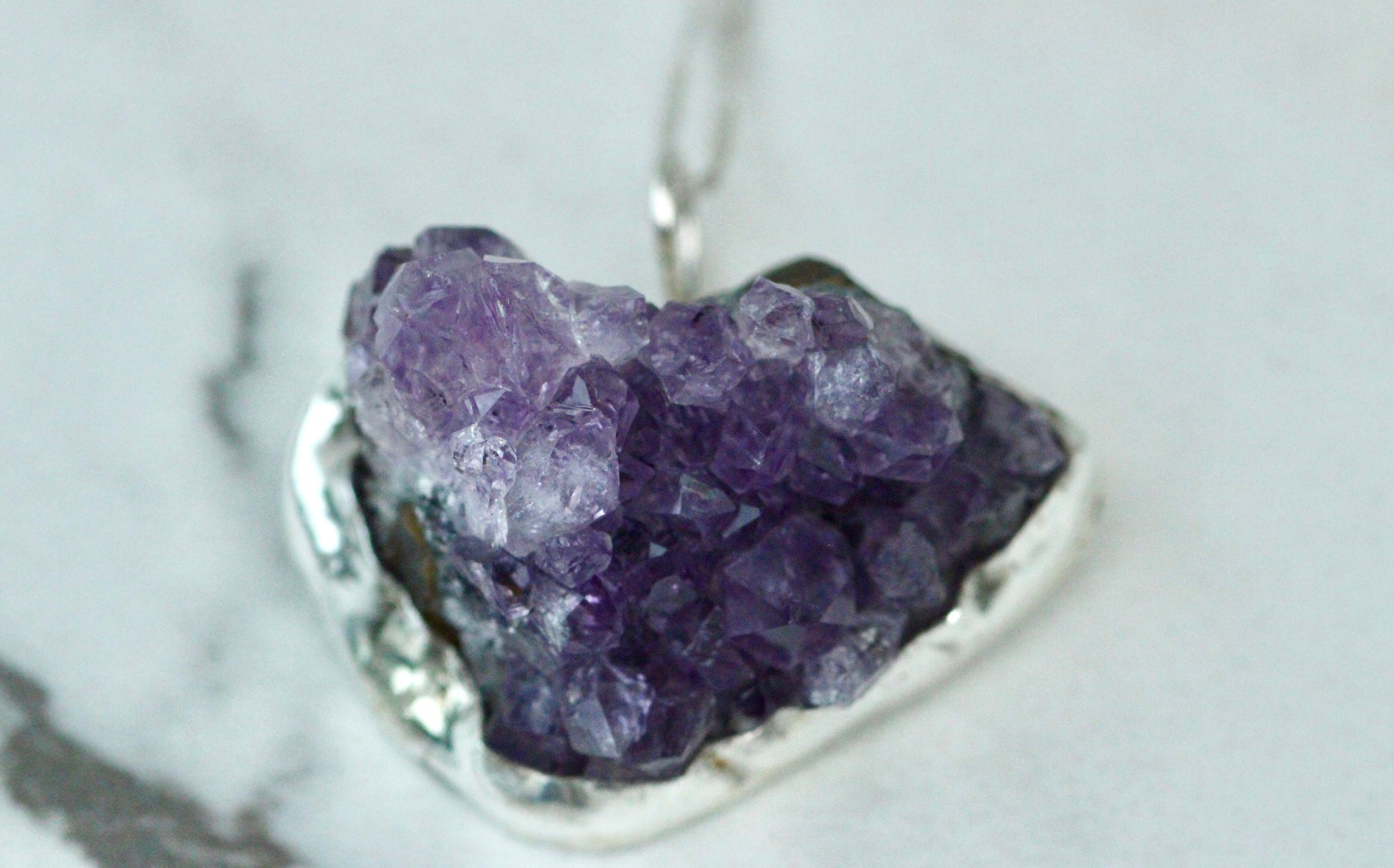 Natural raw amethyst geode necklace Louella Jewellery