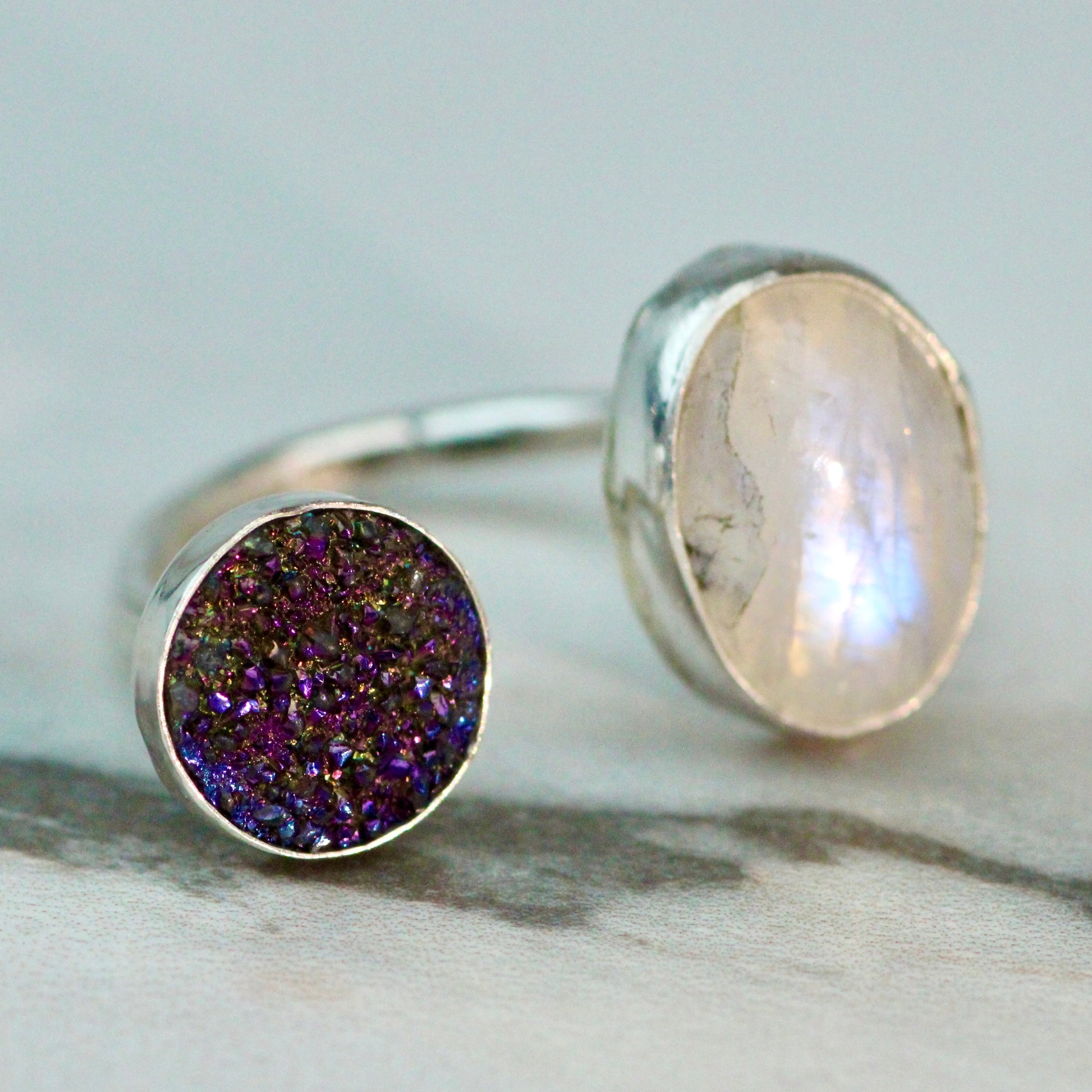 Druzy & Rainbow Moonstone Louella Jewellery