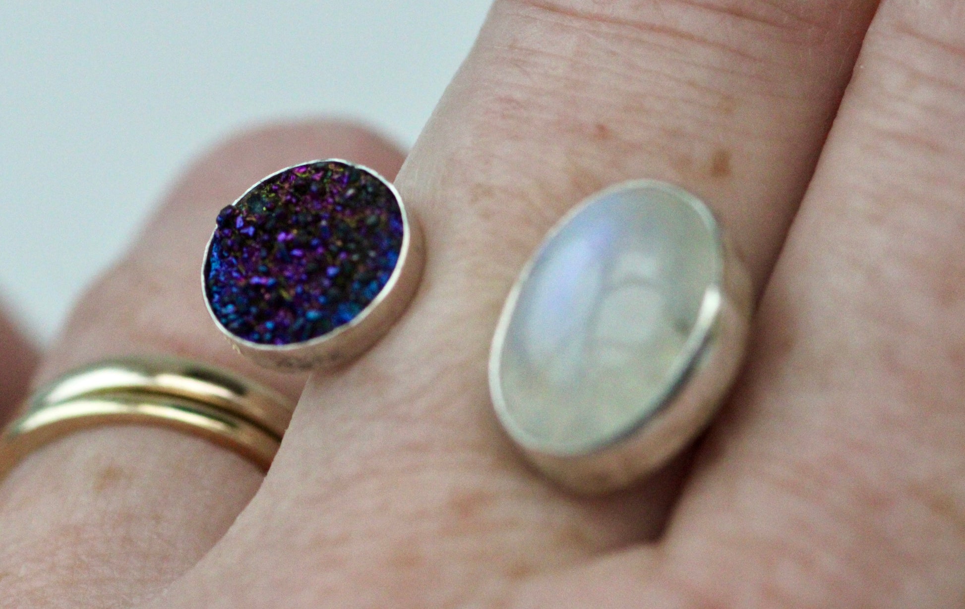 Druzy & Rainbow Moonstone Louella Jewellery