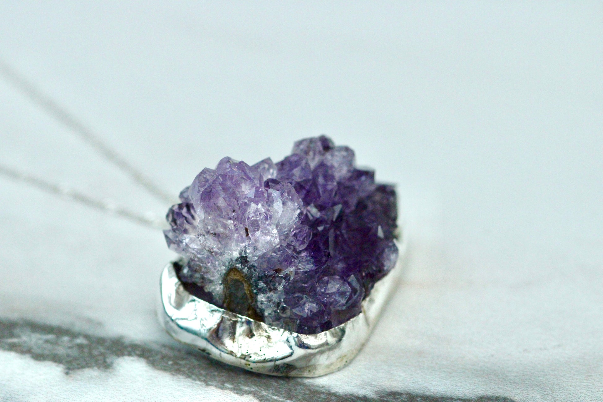 Natural raw amethyst geode necklace Louella Jewellery