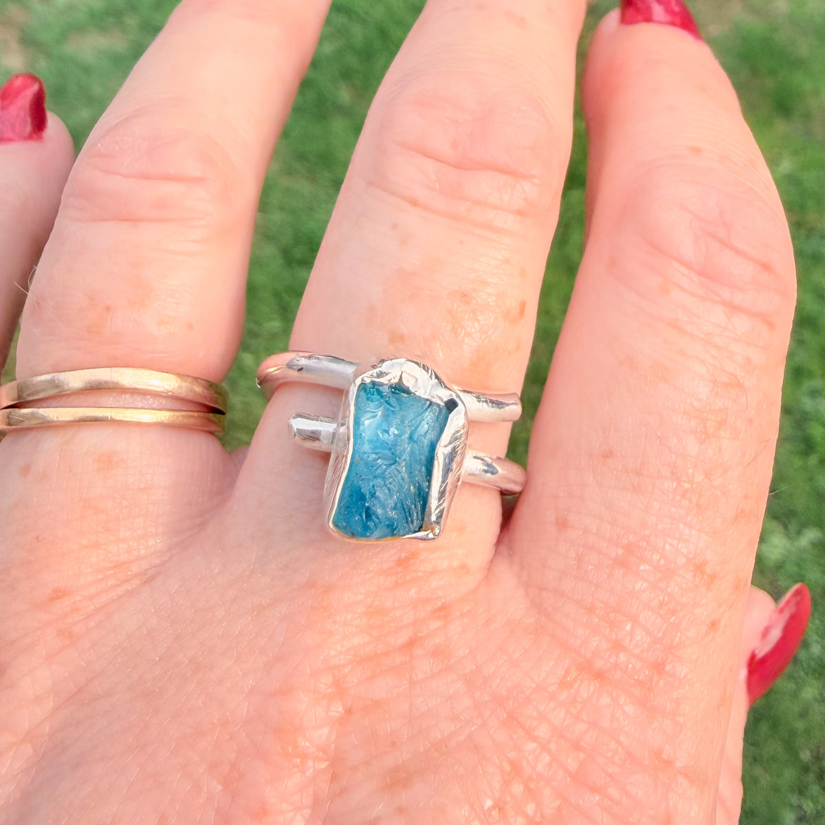 Ocean Blue Sea Glass Ring