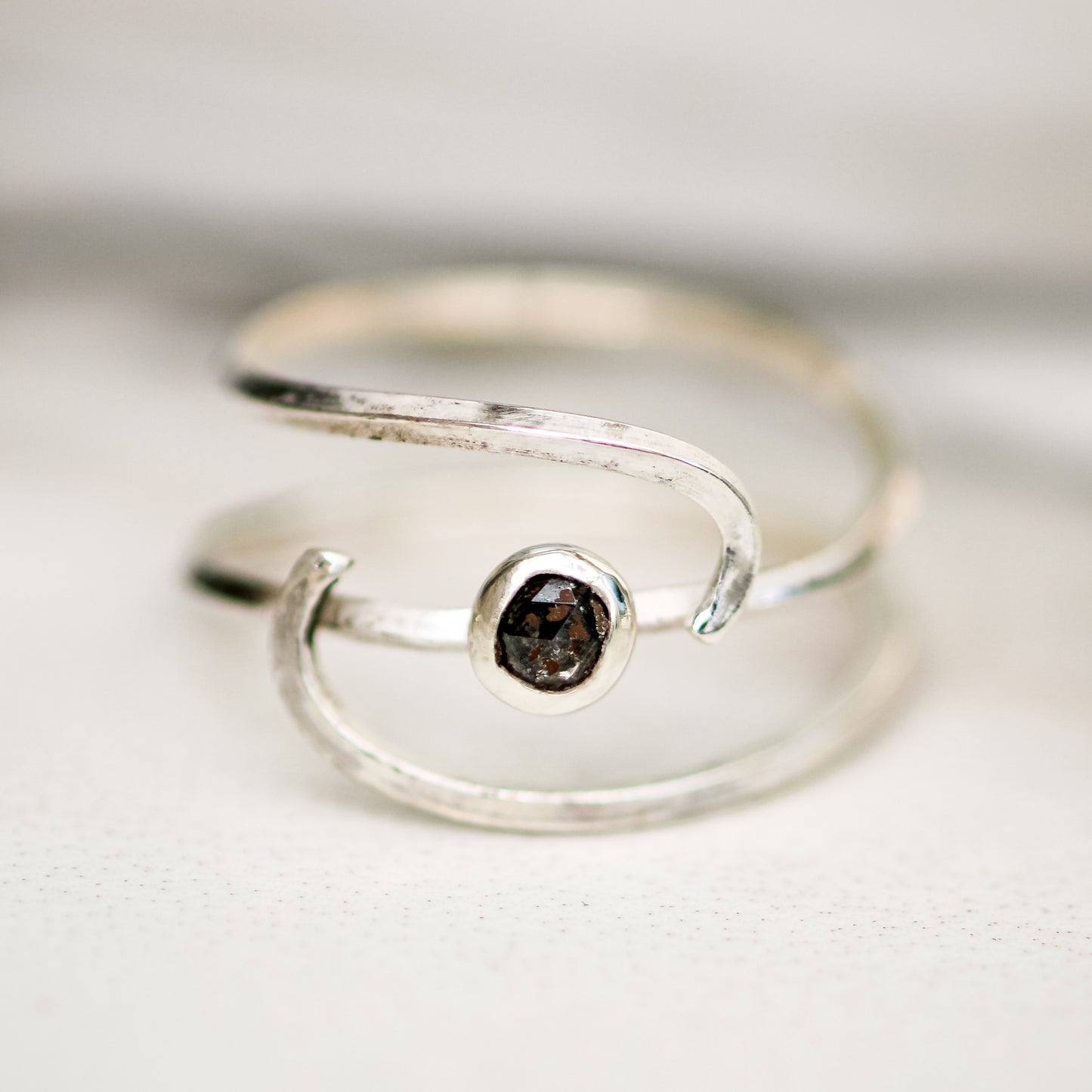 Salt & Pepper Diamond in Eco-Silver