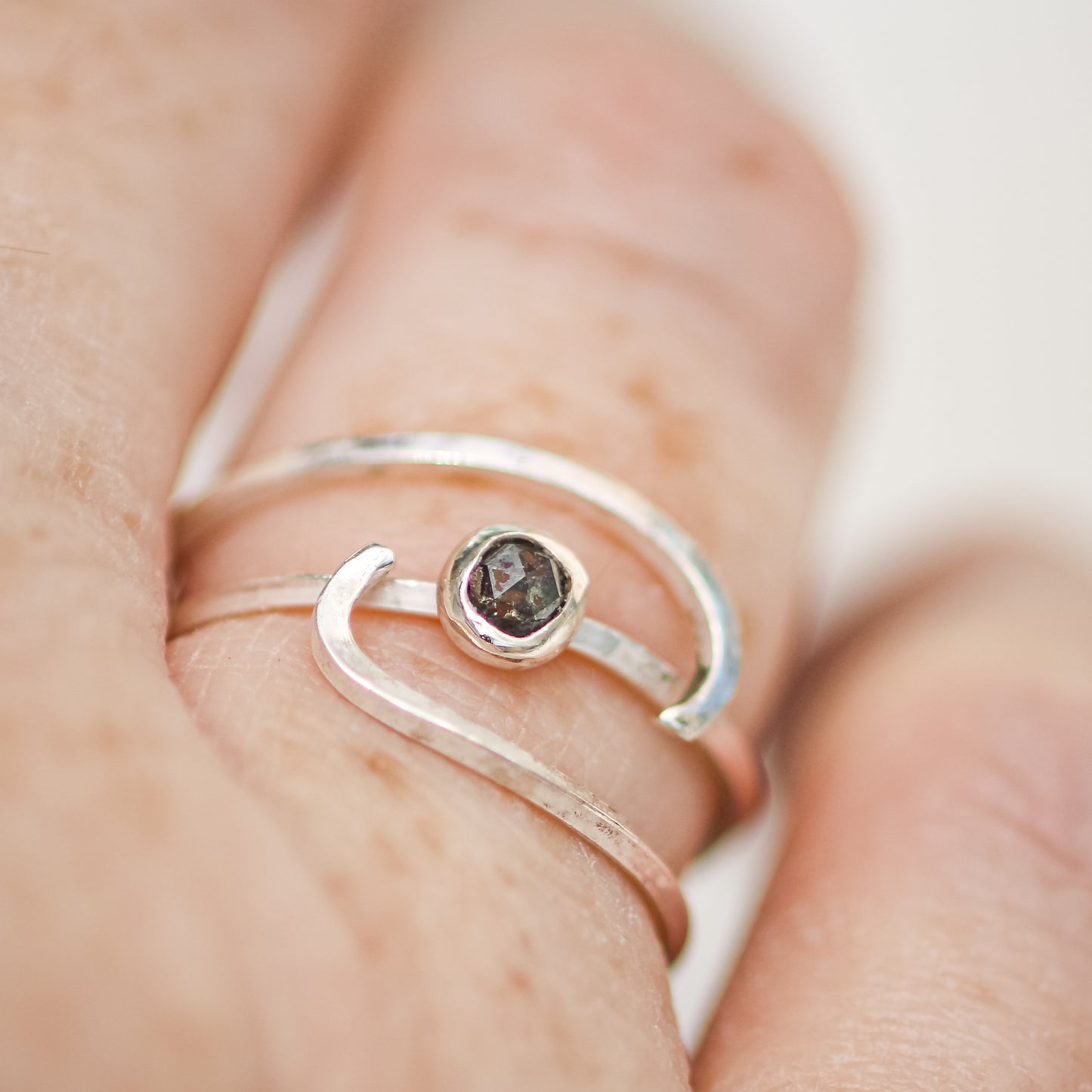 Salt & Pepper Diamond in Eco-Silver