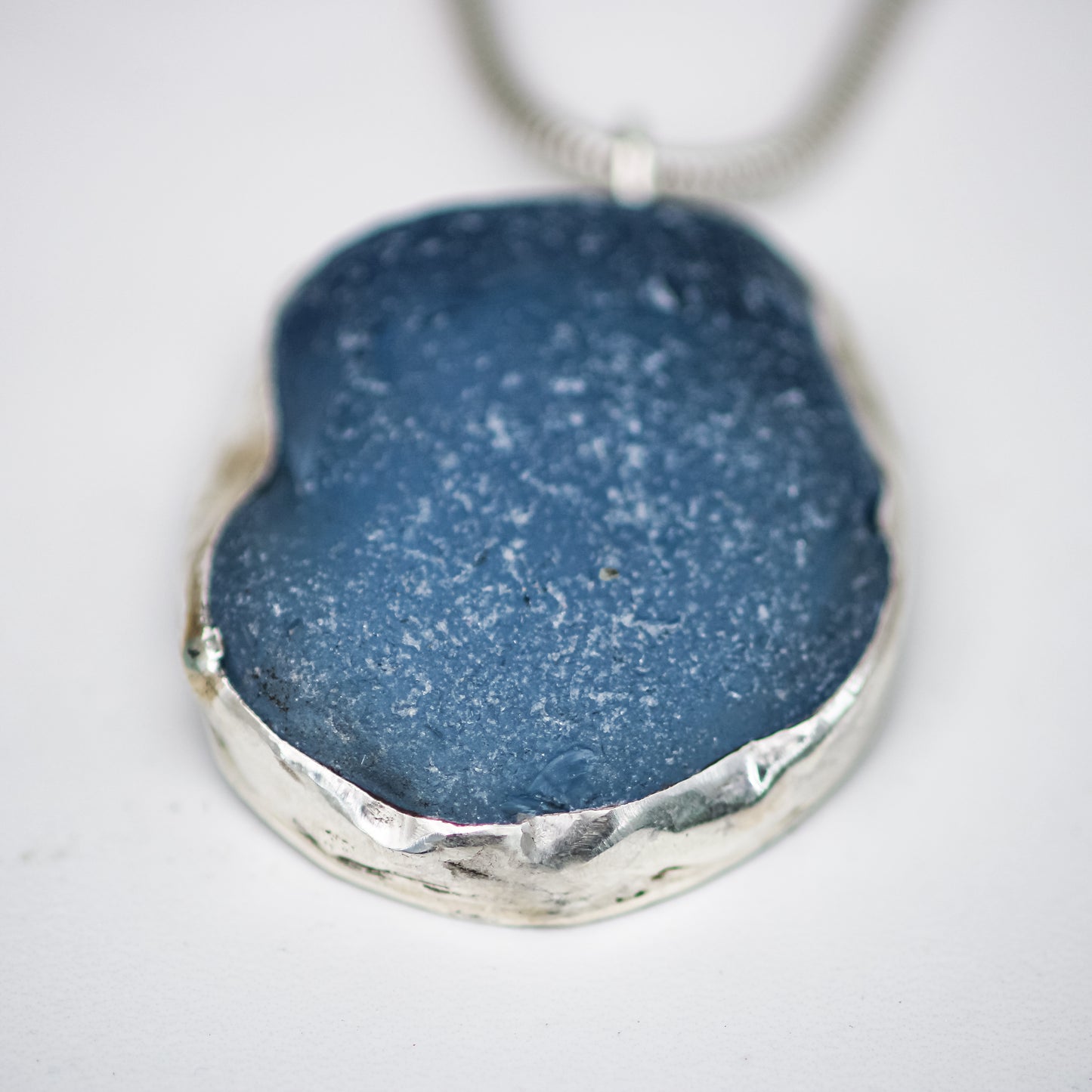 Ocean Blue Sea Glass Pendant from Plymouth
