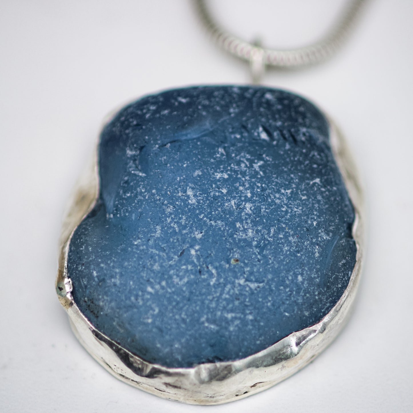 Ocean Blue Sea Glass Pendant from Plymouth