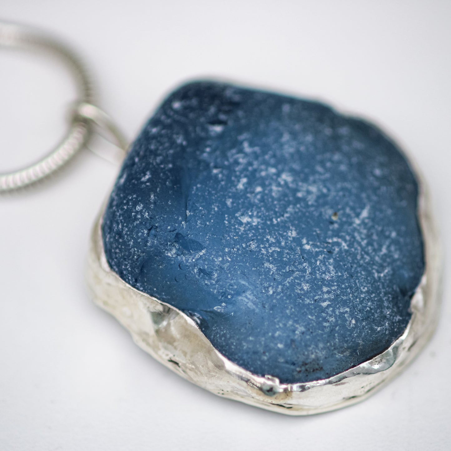 Ocean Blue Sea Glass Pendant from Plymouth