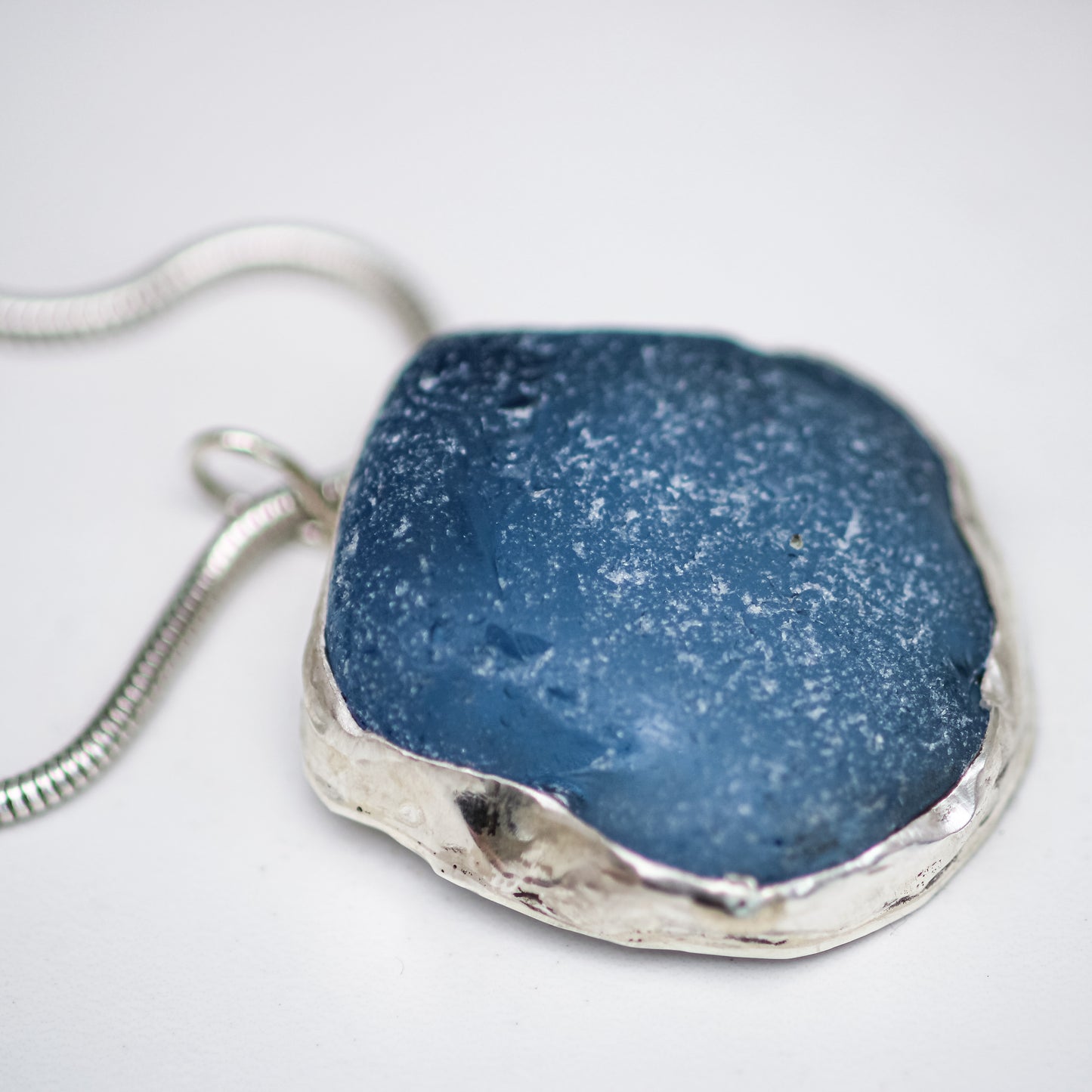 Ocean Blue Sea Glass Pendant from Plymouth