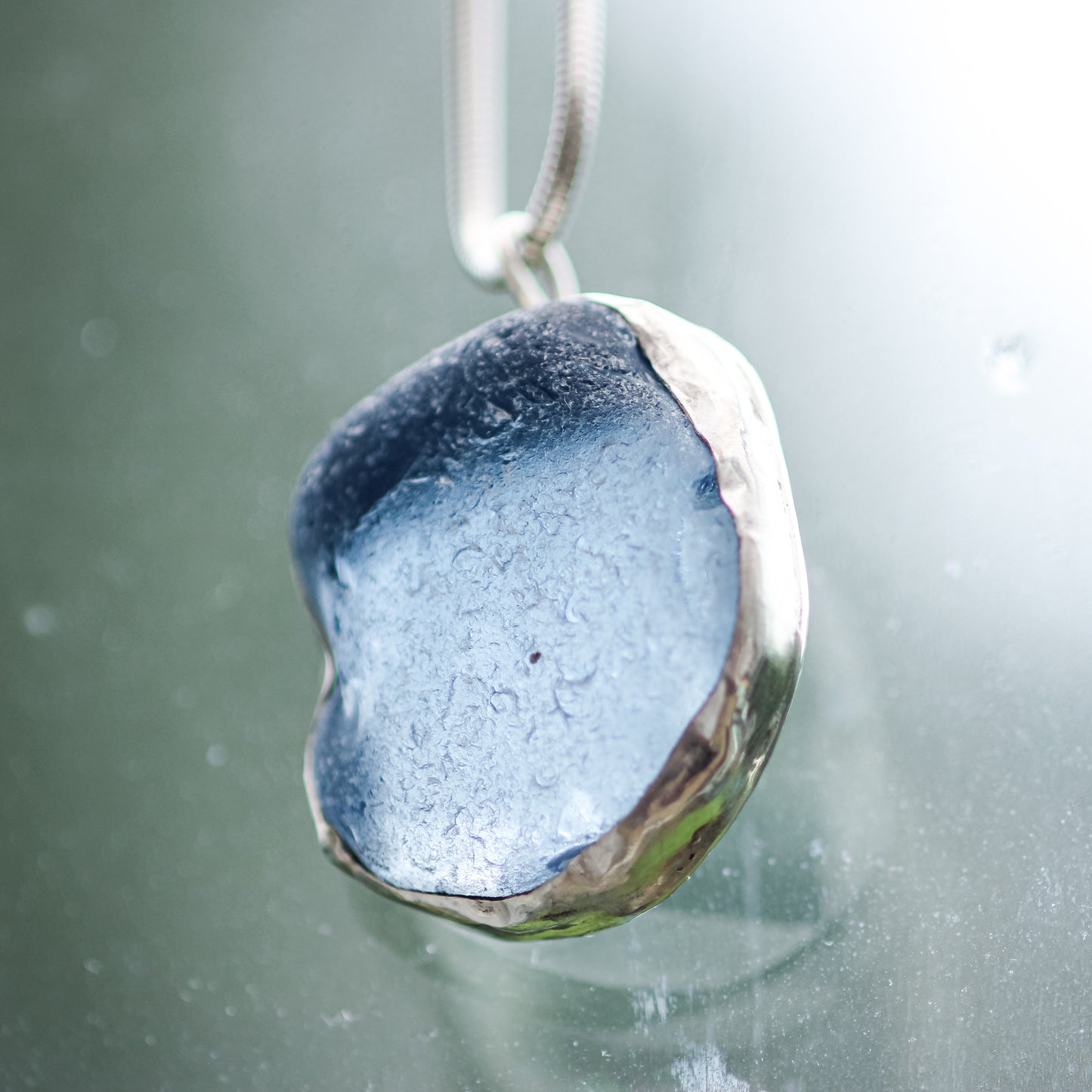 Ocean Blue Sea Glass Pendant from Plymouth