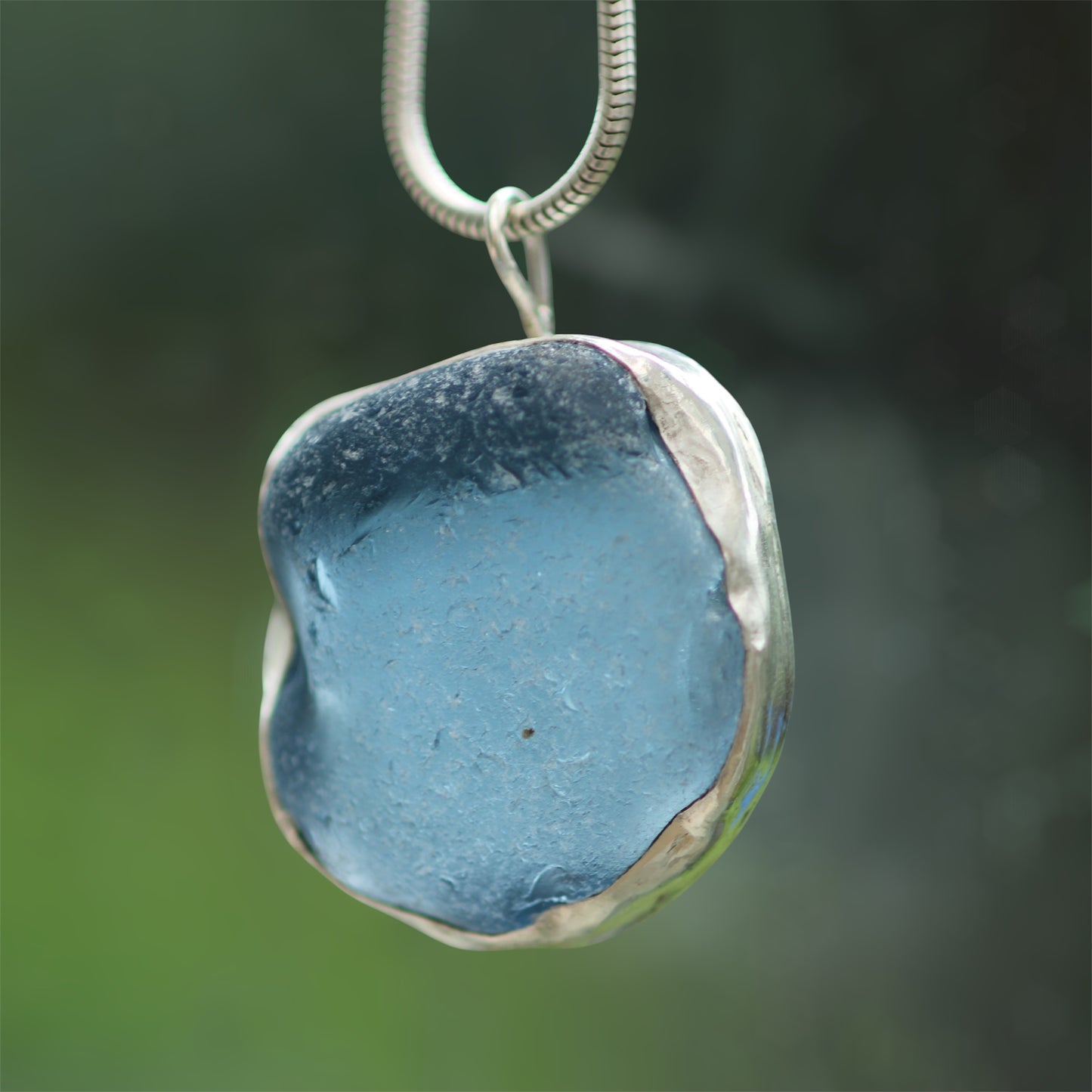 Ocean Blue Sea Glass Pendant from Plymouth