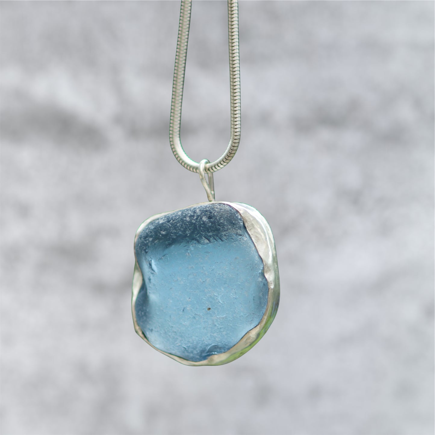 Ocean Blue Sea Glass Pendant from Plymouth