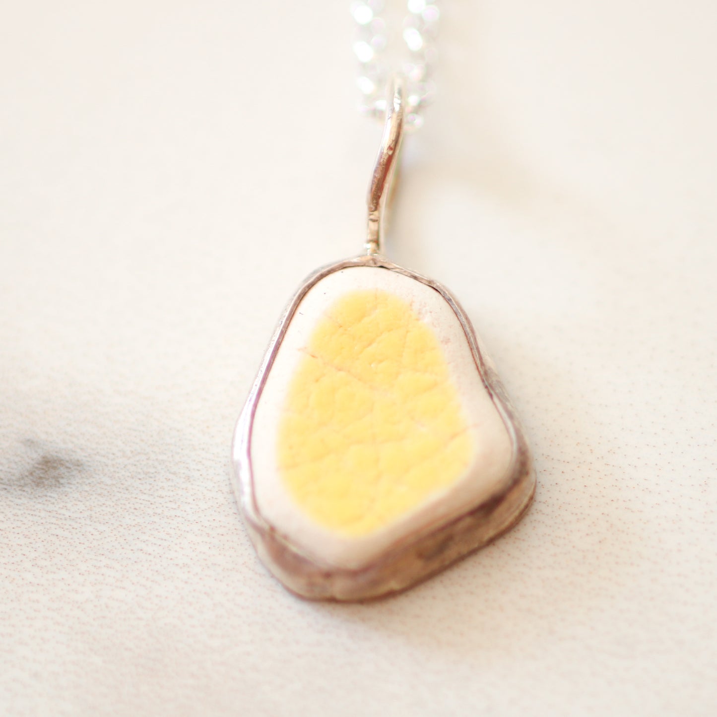 Sun-Warmed Yellow Sea Pottery Pendant from Plymouth