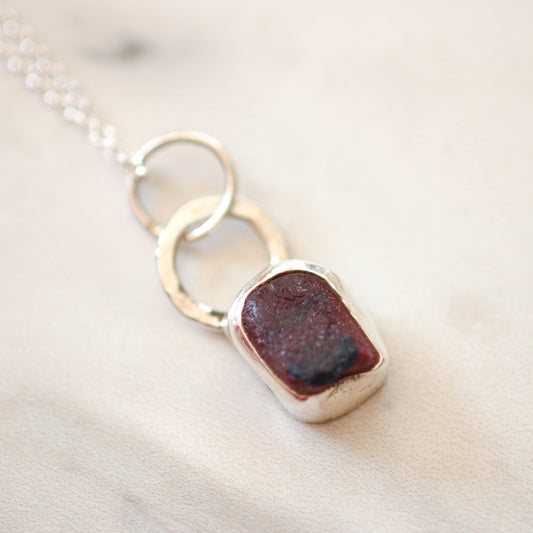 Raspberry Red Sea Glass Pendant from Scotland