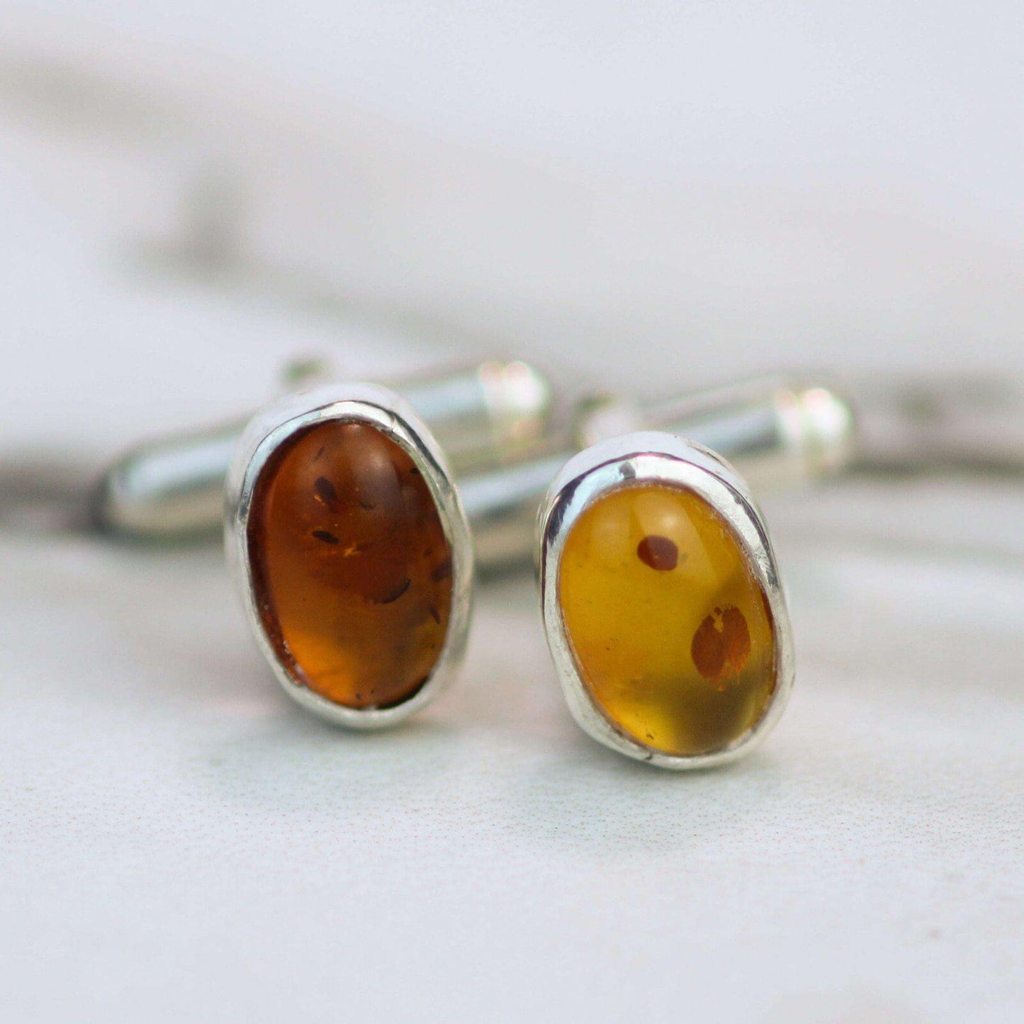 Amber sterling silver cuff-links | Cufflinks | Louella Jewellery