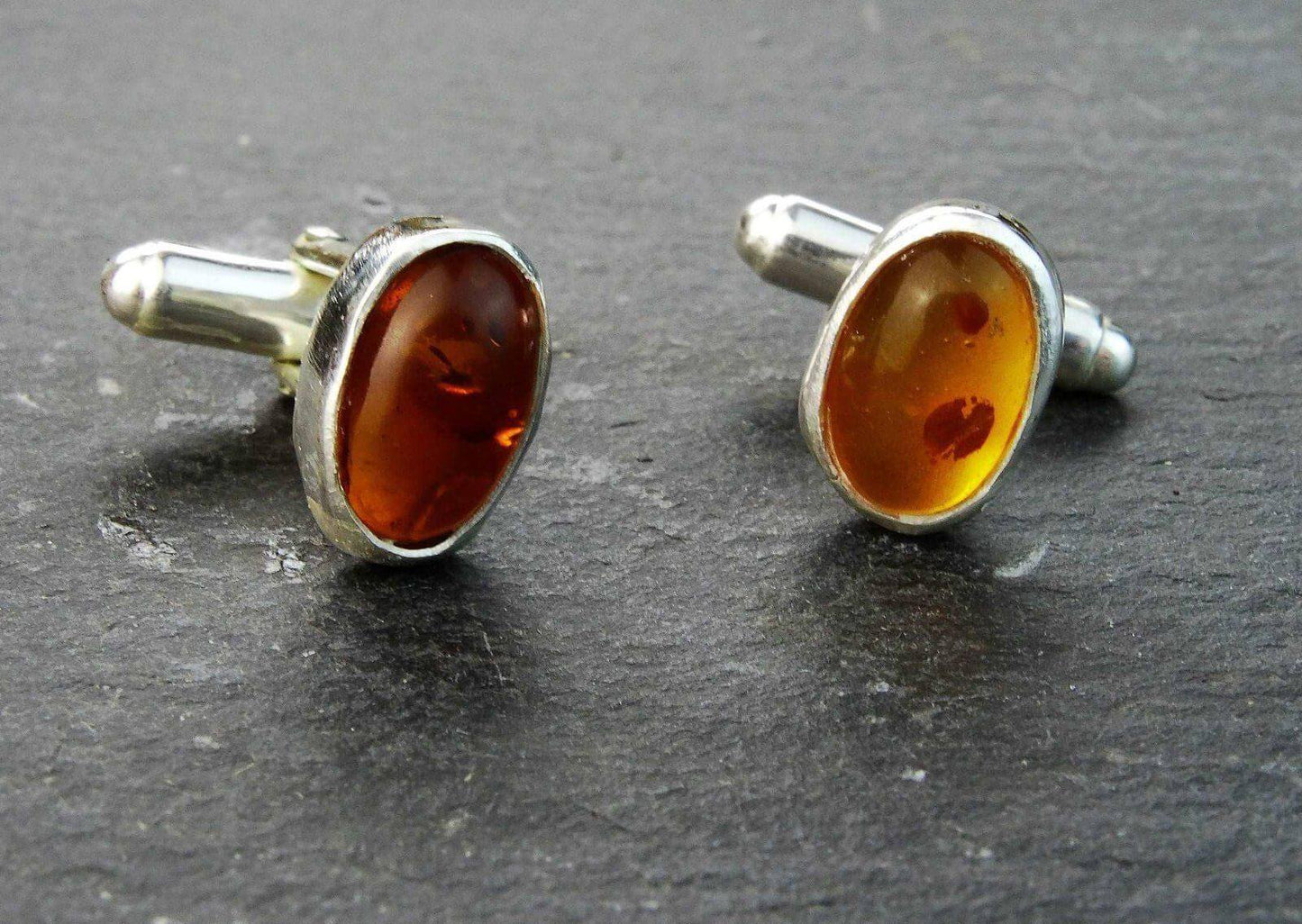 Amber sterling silver cuff-links | Cufflinks | Louella Jewellery