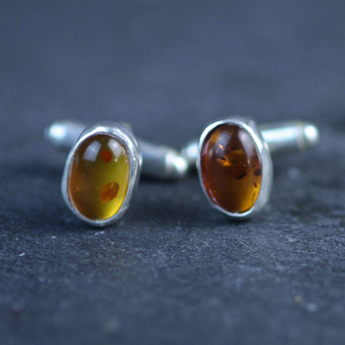 Amber sterling silver cuff-links | Cufflinks | Louella Jewellery