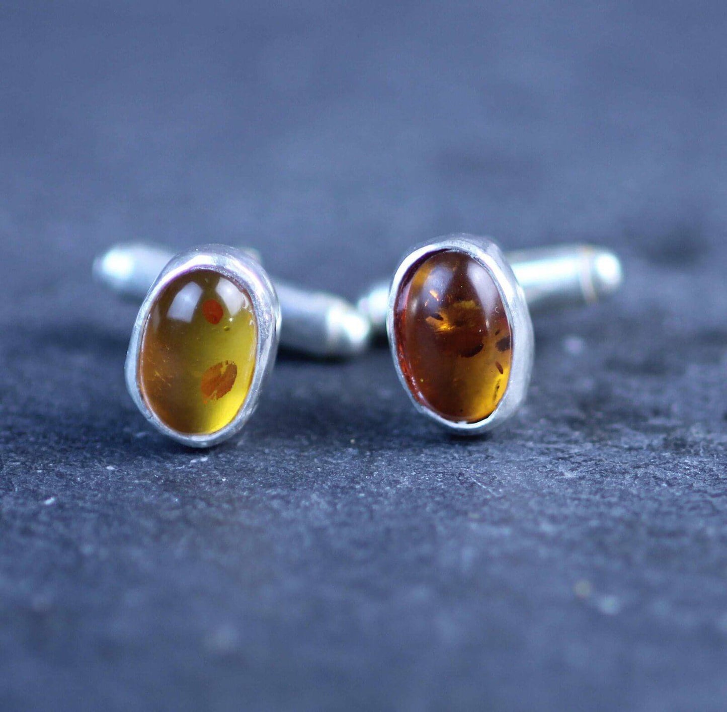 Amber sterling silver cuff-links | Cufflinks | Louella Jewellery