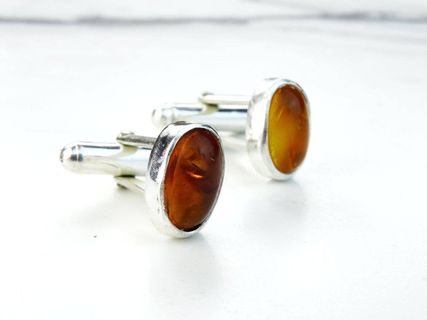 Amber sterling silver cuff-links | Cufflinks | Louella Jewellery