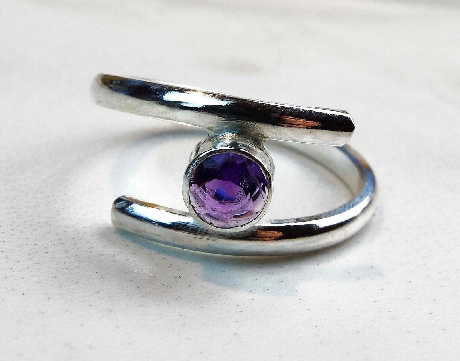 Amethyst adjustable ring - February birthstone | Ring | Louella Jewellery