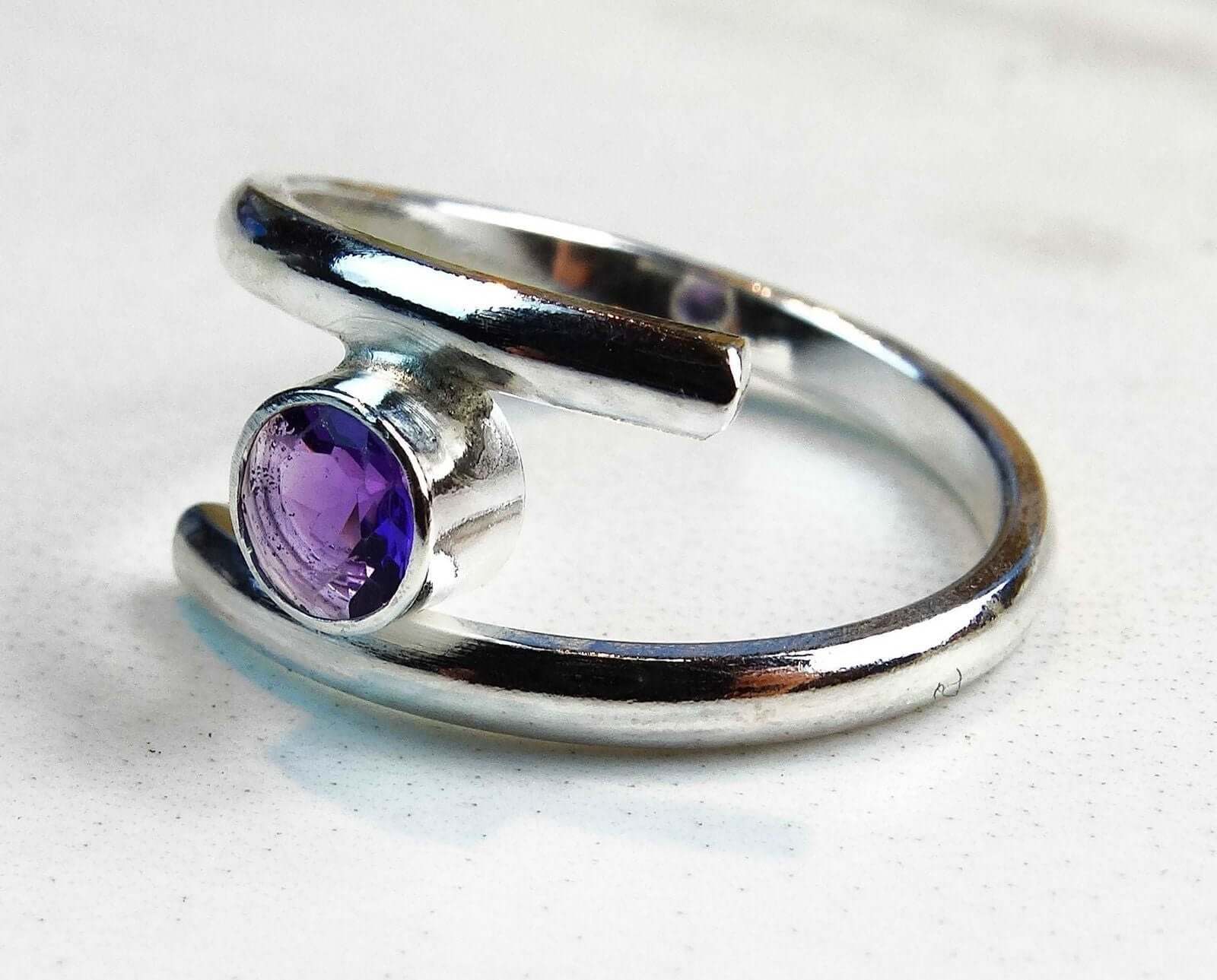 Amethyst adjustable ring February birthstone Louella Jewellery