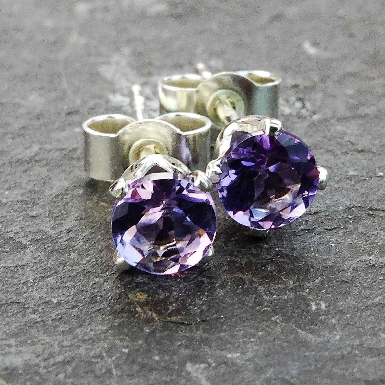 Amethyst stud earrings - February birthstone | Earrings | Louella Jewellery