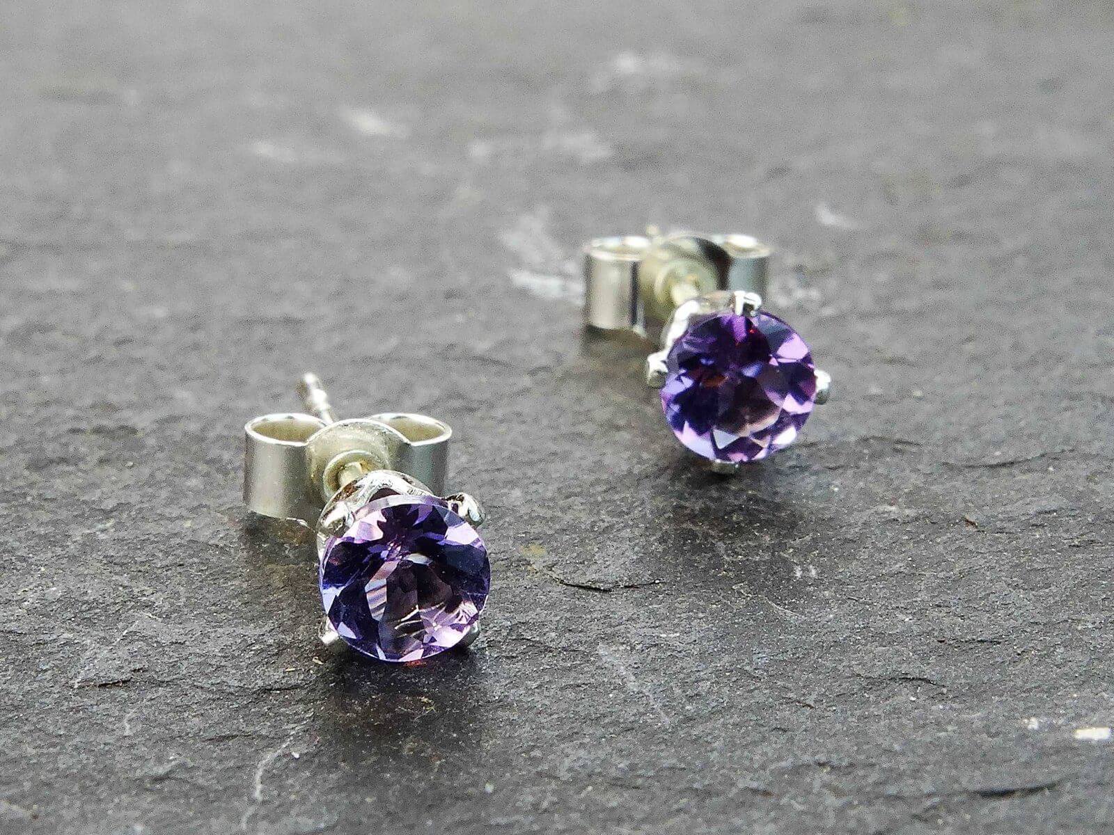 Amethyst stud earrings - February birthstone | Earrings | Louella Jewellery