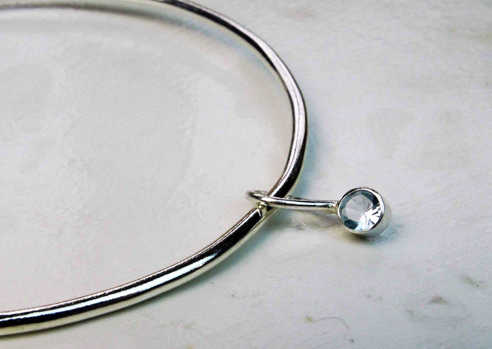 Aquamarine bangle - March birthstone bracelet | Bangles | Louella Jewellery