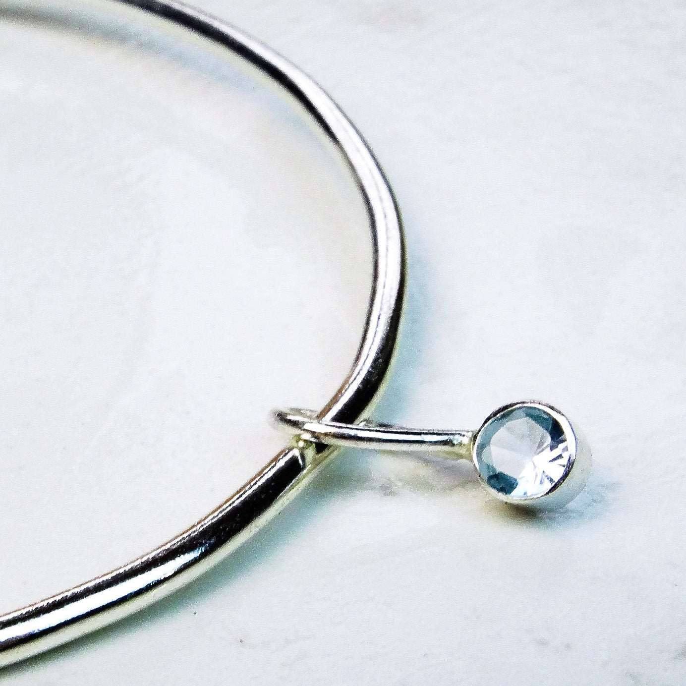 Aquamarine bangle - March birthstone bracelet | Bangles | Louella Jewellery