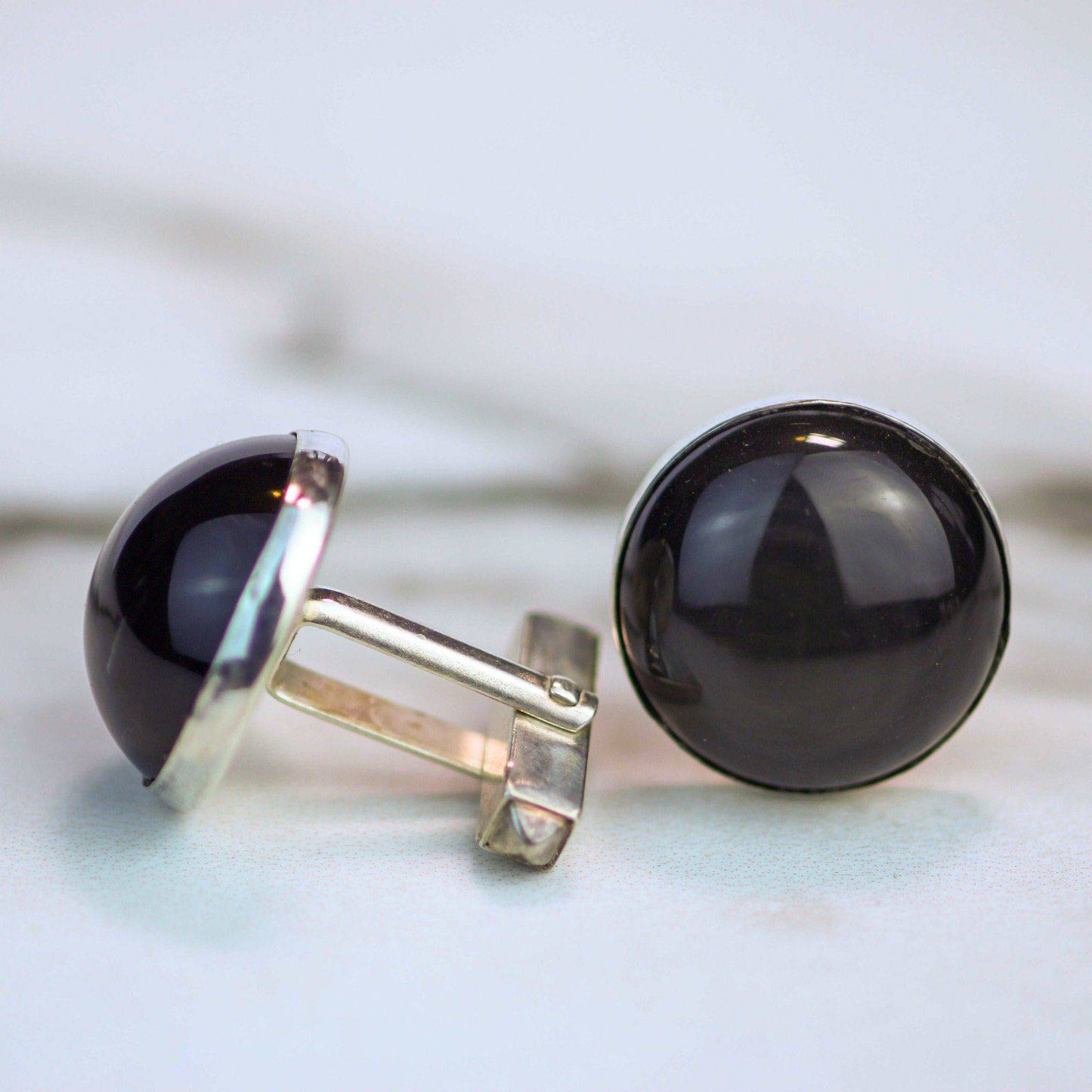 Black gemstone cuff-links | cuff-links | Louella Jewellery