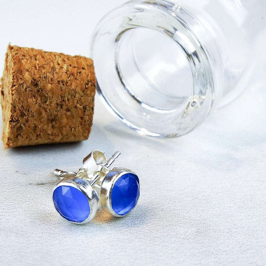 Blue gemstone stud earrings | Earrings | Louella Jewellery