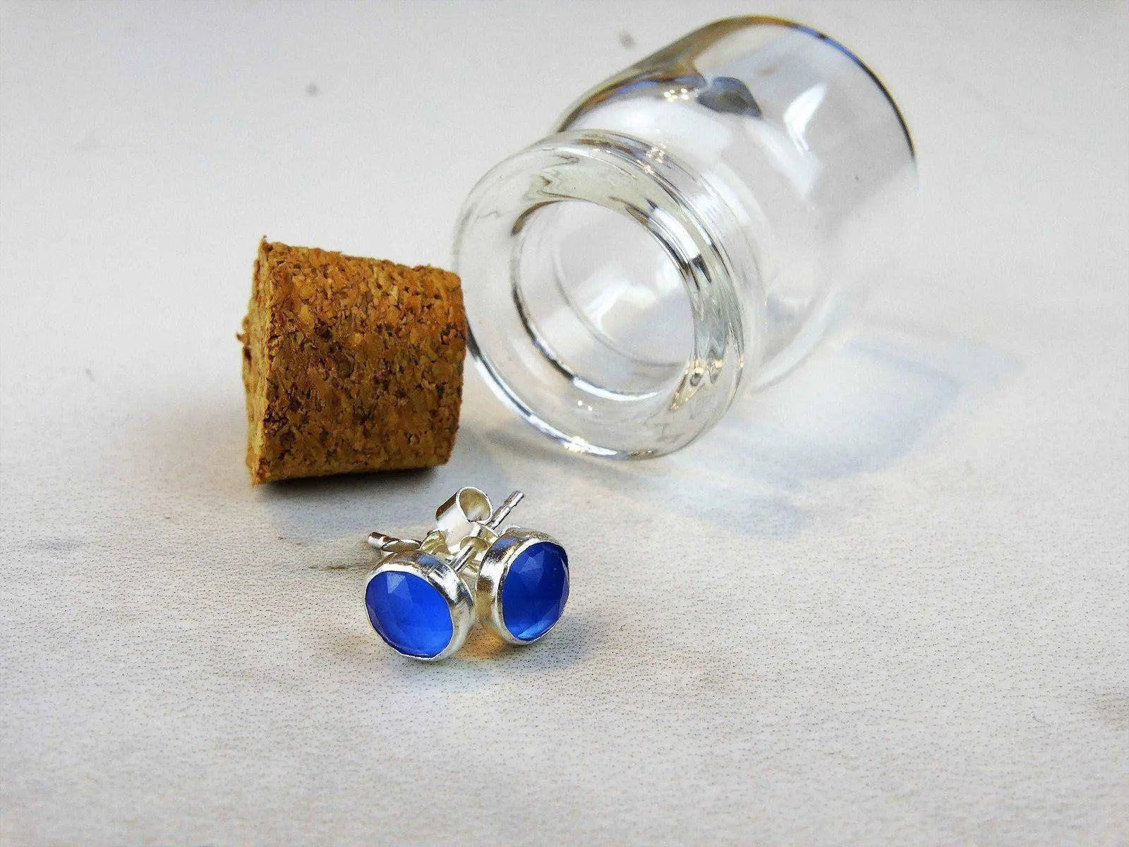 Blue gemstone stud earrings | Earrings | Louella Jewellery