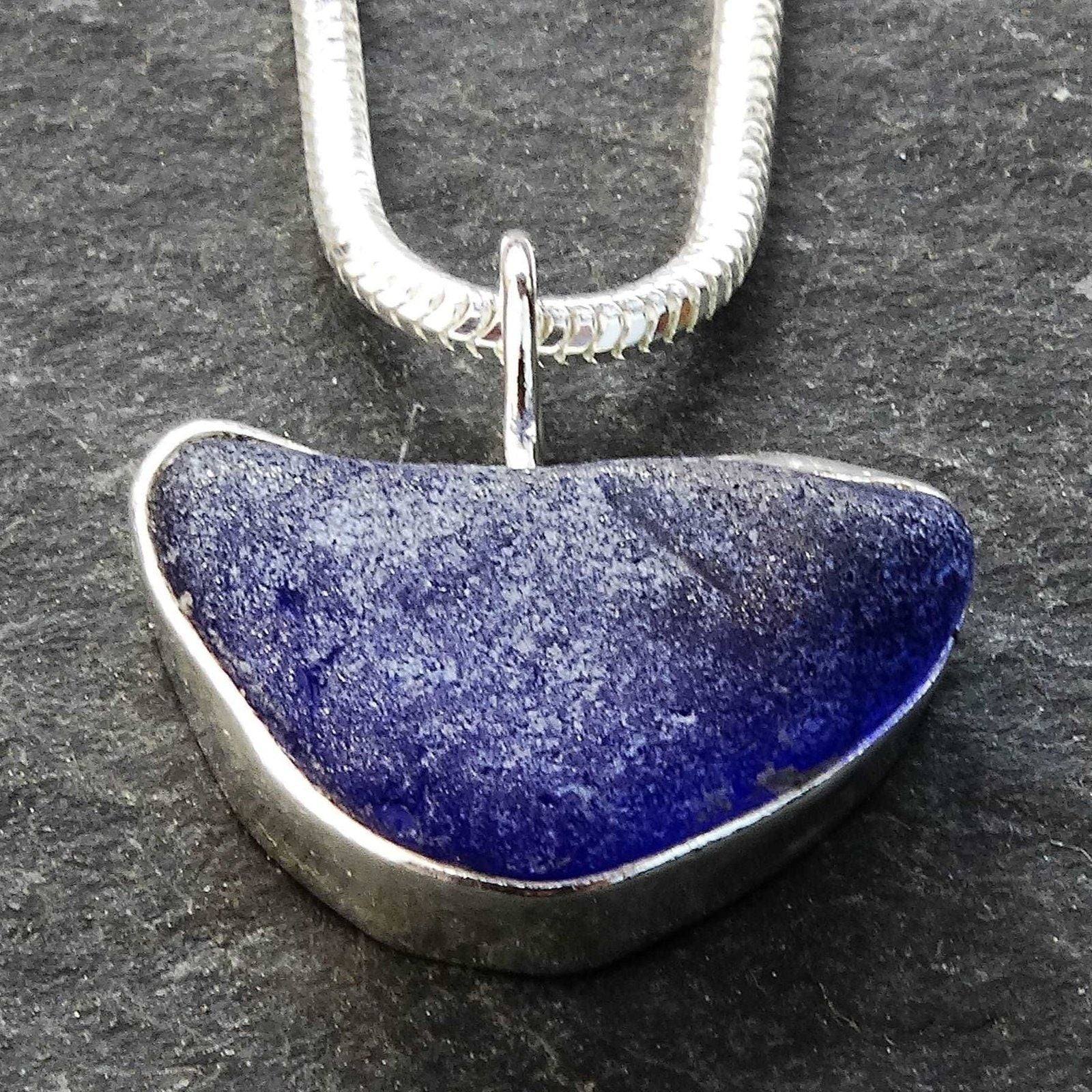 Blue sea glass pendant | Necklace | Louella Jewellery
